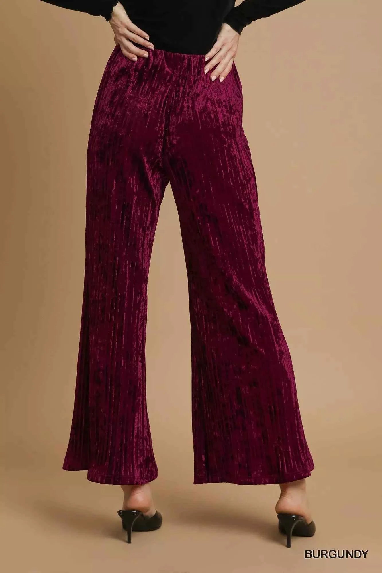 Umgee Velvet Pleated Wide Leg Pants 0074542c-e08c-4df3-b9b3-92ac7394ea7e-Max-Origin