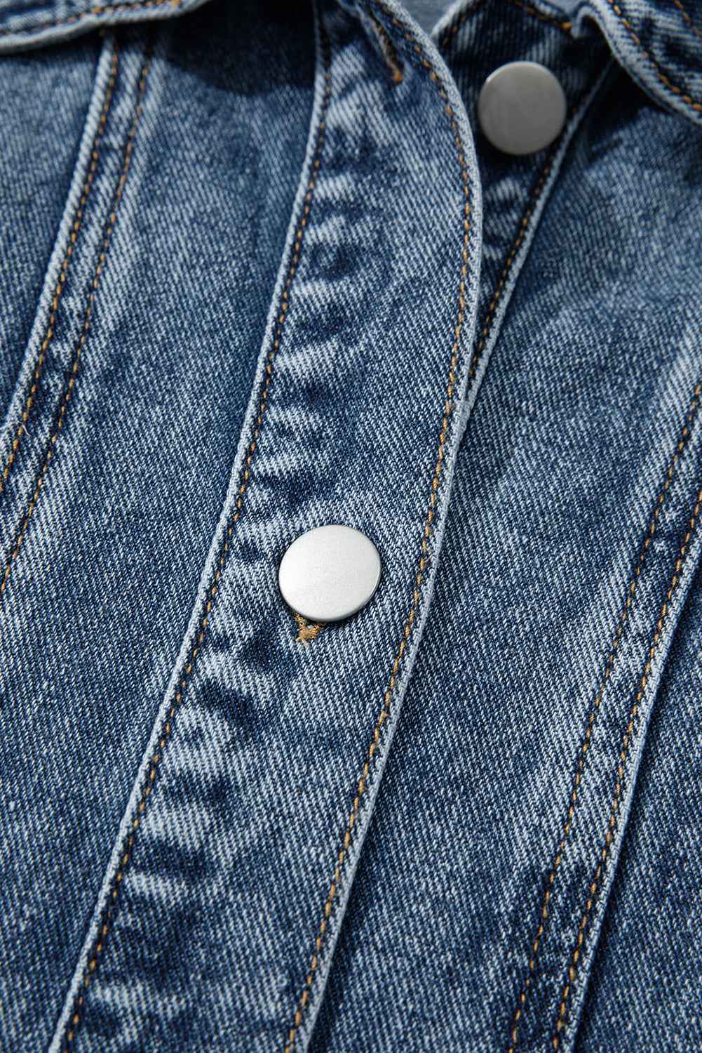 Myosotis Scallop Trim Collar Pocket Button Up Denim Jacket 00a3bcb21f088887