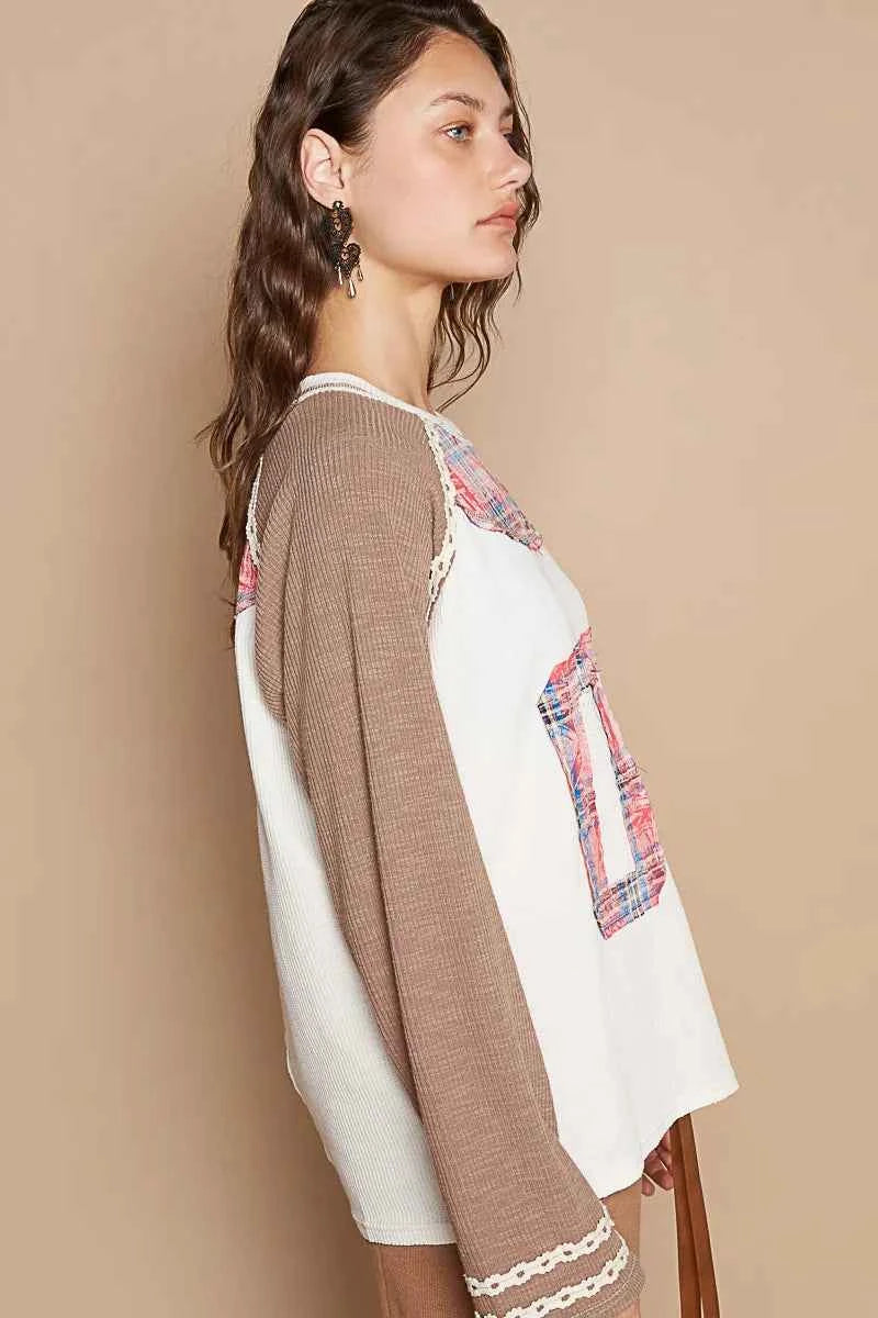 POL Plaid Number 06 Raglan Sleeve T-Shirt 01d84325-620c-41ff-a2a2-65781bf82453-Max-Origin