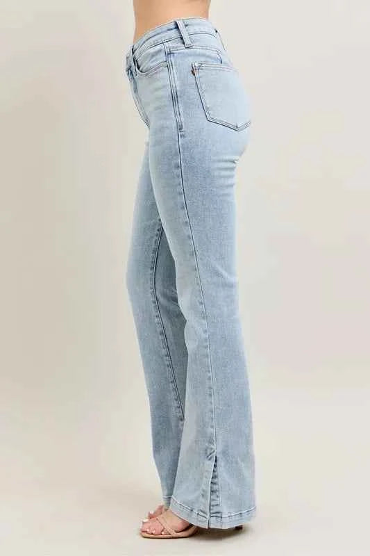 Judy Blue Full Size Tummy Control Vintage Wash Side Slit Slim Boot Jeans Plus Size 021ea324-f814-49fa-b333-e03cc004fc2e-Max