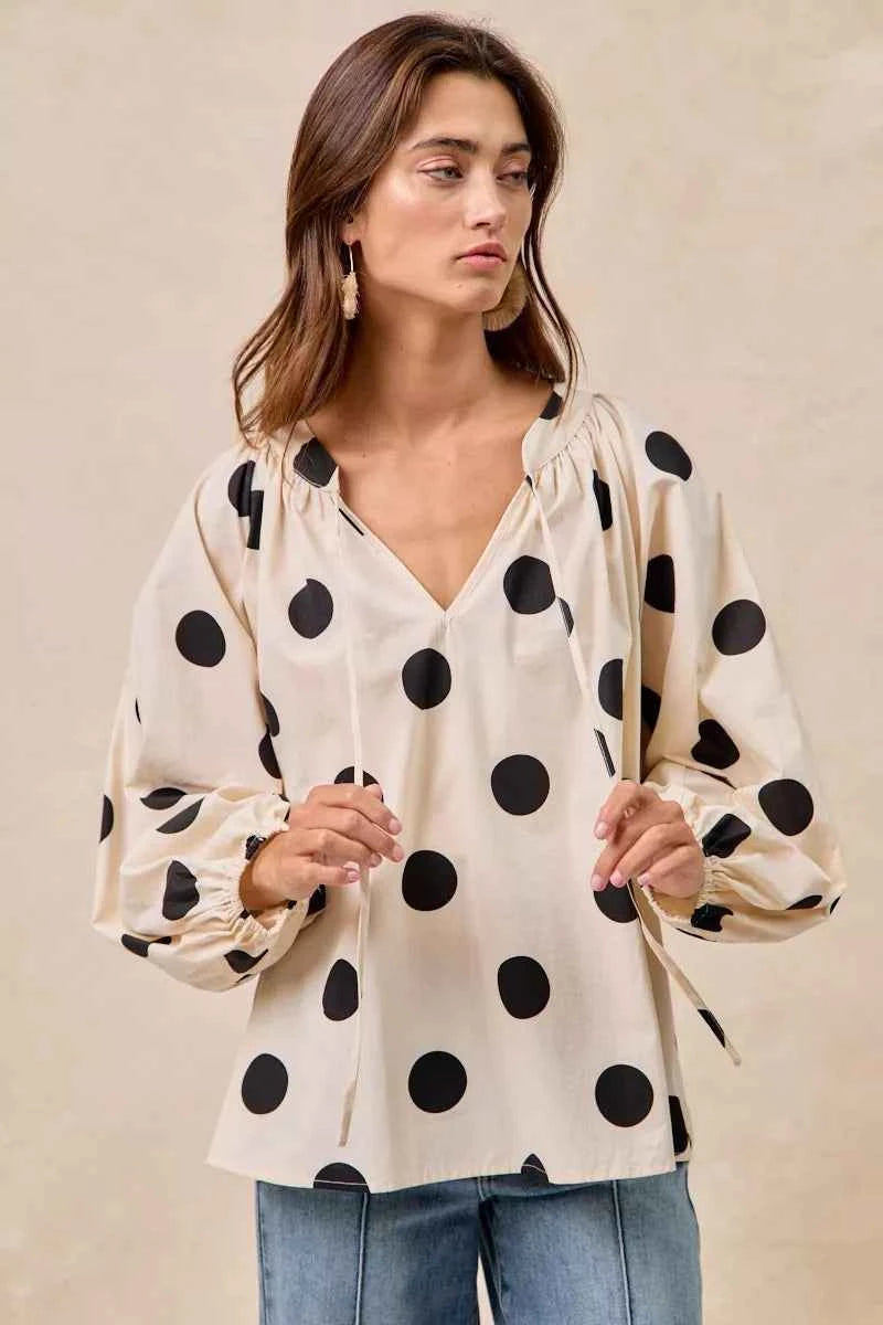 BiBi Polka Dot Exaggerated Balloon Sleeves Blouse 0238357d34474872879e0cdca5efbe9f-Max-Origin