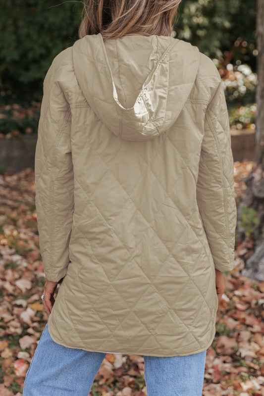 Solid Quilted Snap Button Hooded Puffer Coat 037efd3f-cae1-49ed-b641-adf3b419e501