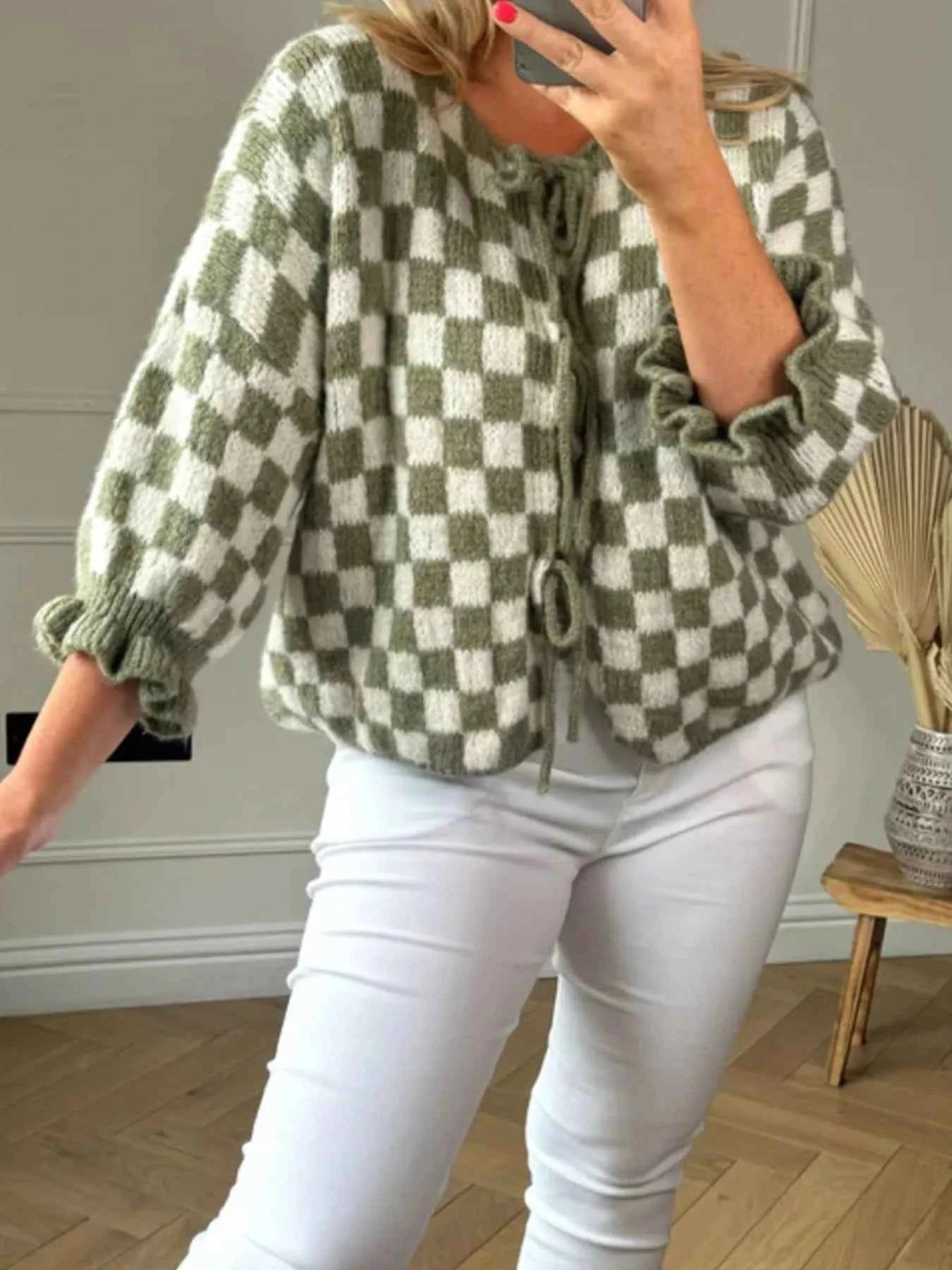 Checkered Tie-Front Knit Cardigan 04a8eb3c-e15e-4f59-bd6c-8da05805a0e5-Max-Origin_fdce9657-7fe2-4927-b112-ce57872b514c