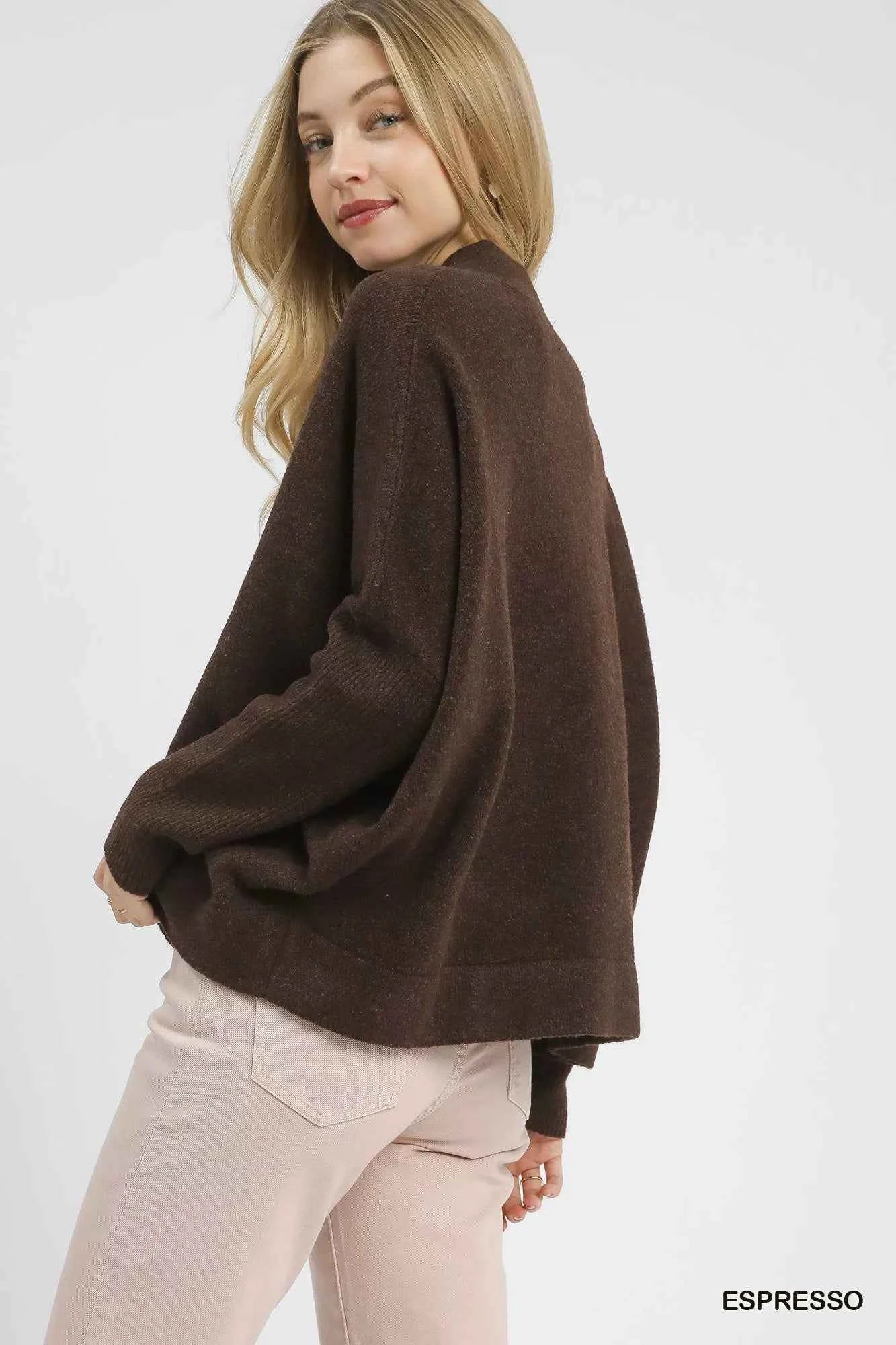 Umgee V-Neck Sweater with Wide Trim Detail 055984ea-8d1d-46c6-9868-152890ff9ec6-Max-Origin