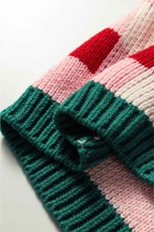 Plaid Bow Open Front Sweater Knit Cardigan