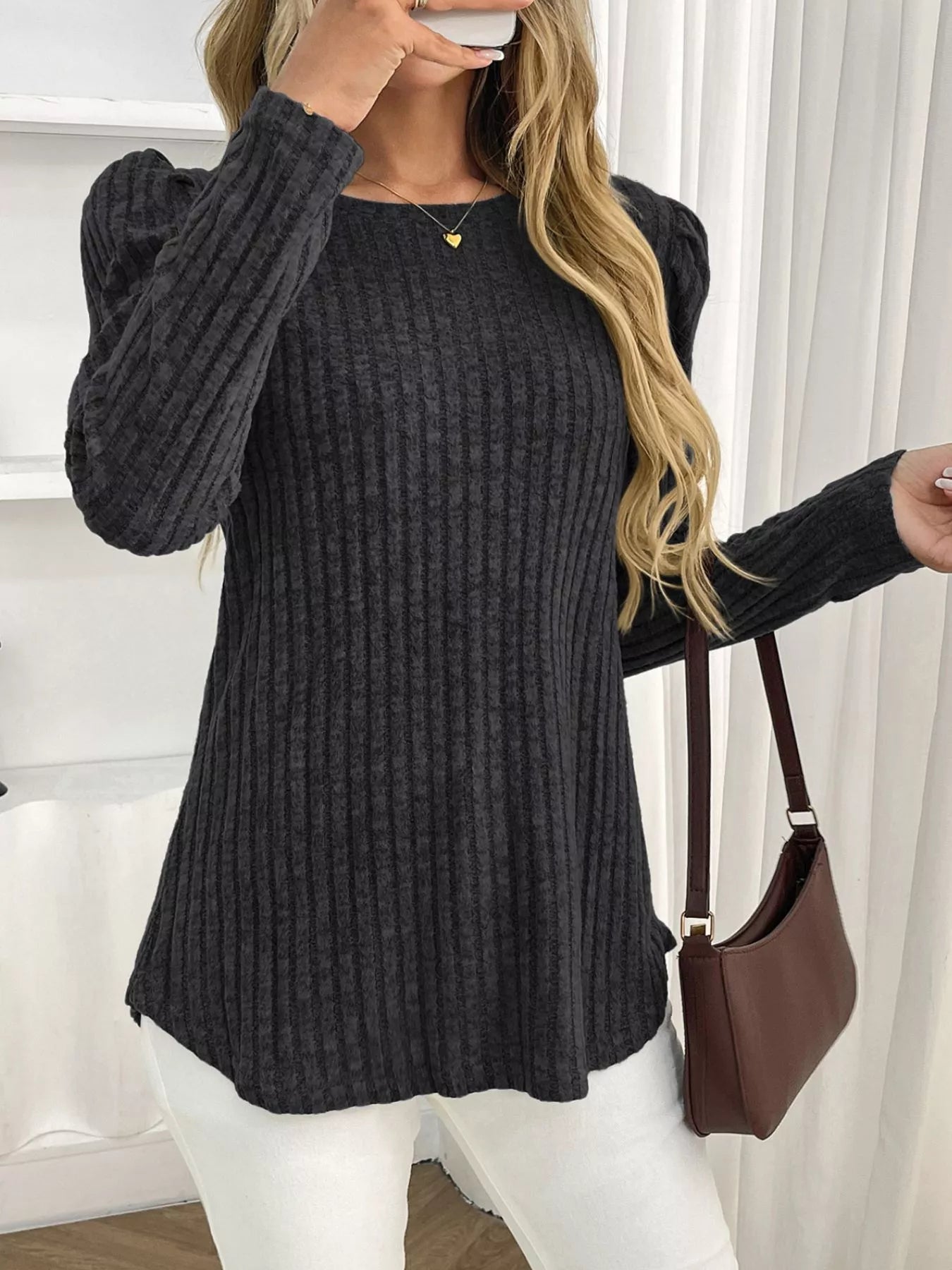 Round Neck Puff Sleeve T-Shirt 05b1f576-2c97-4985-af57-20e817cc4296-Max-Origin