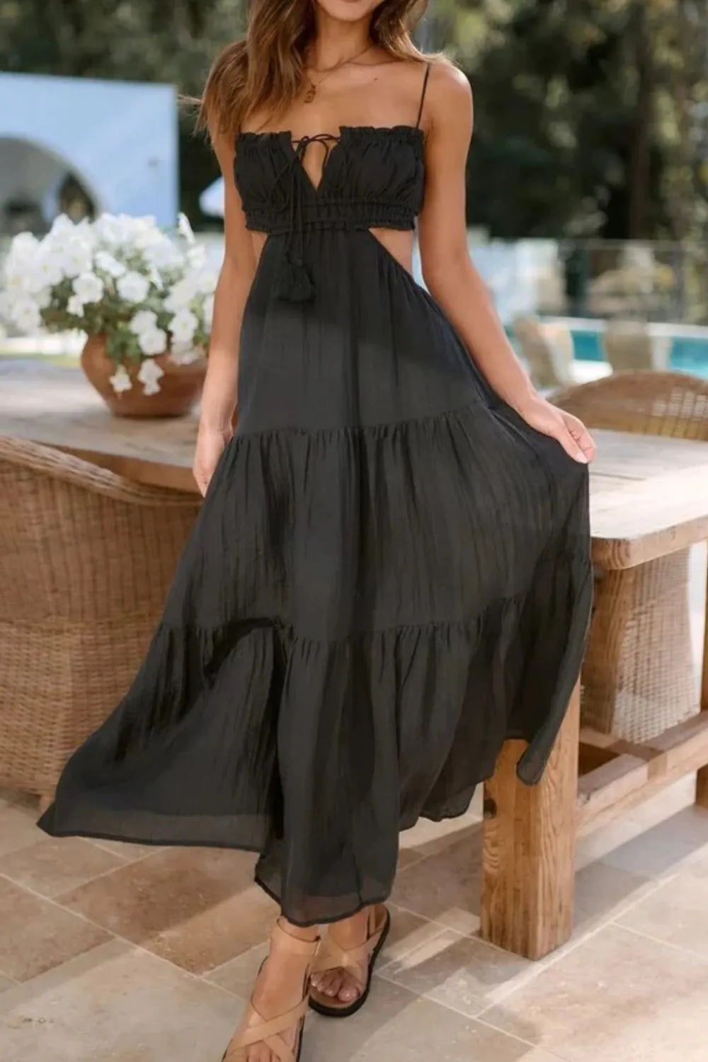 Cutout Square Neck Midi Cami Dress Black 05c8916e-bb94-43f2-896e-691e38dd72f6-Max-Origin