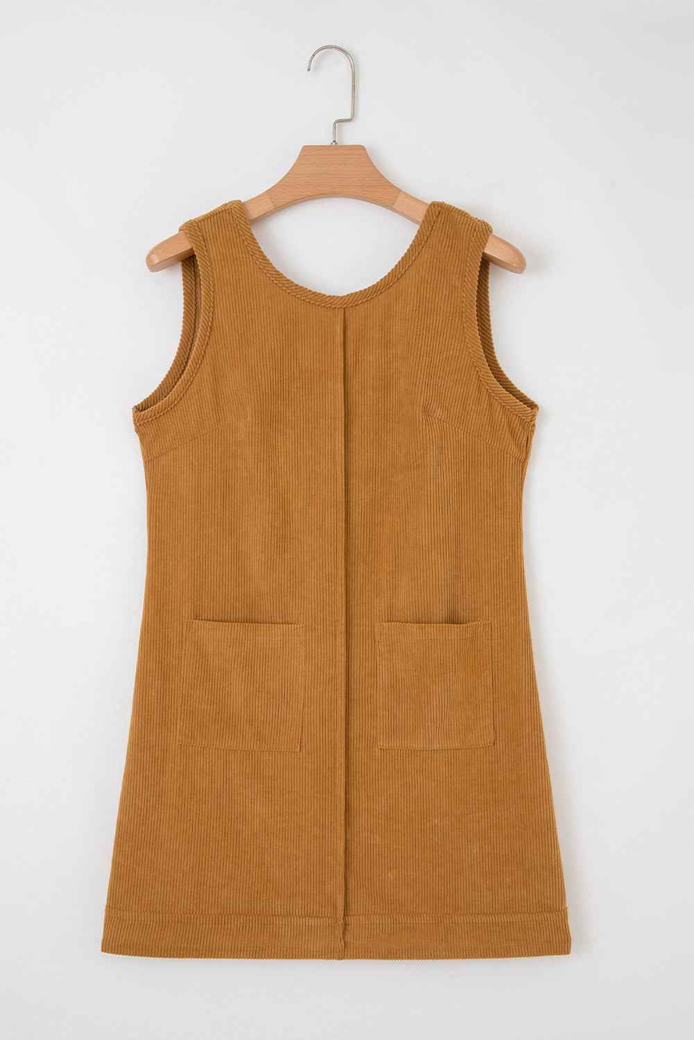 Rose Red Corduroy Exposed Seam Sleeveless Mini Dress 05e9394a90ec44a1