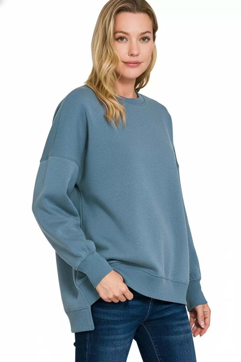 Zenana Fleece Hi-low Boyfriend Sweatshirts with Pockets 061442b7-336f-405f-8170-fbebbf4ea68a-Max-Origin