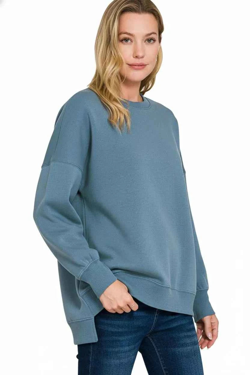 Zenana Fleece Hi-low Boyfriend Sweatshirts with Pockets 061442b7-336f-405f-8170-fbebbf4ea68a-Max-Origin