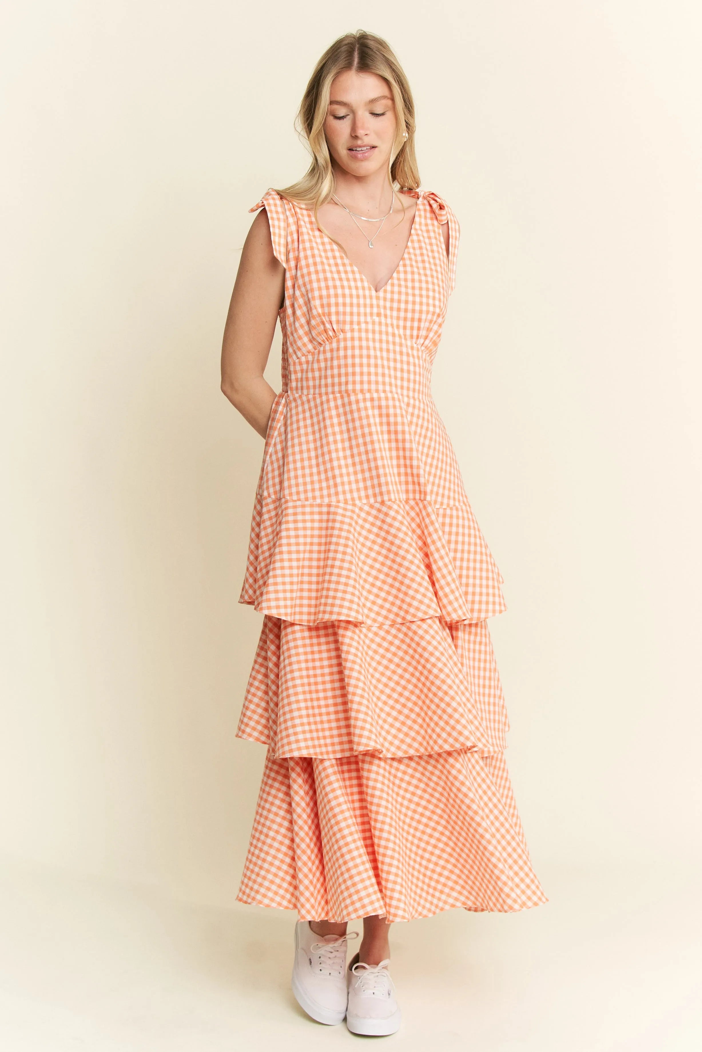 Jade By Jane Sleeveless Gingham Print Tiered Midi Dress 062c1698a3b242179fafbb35995780da-Max-Origin