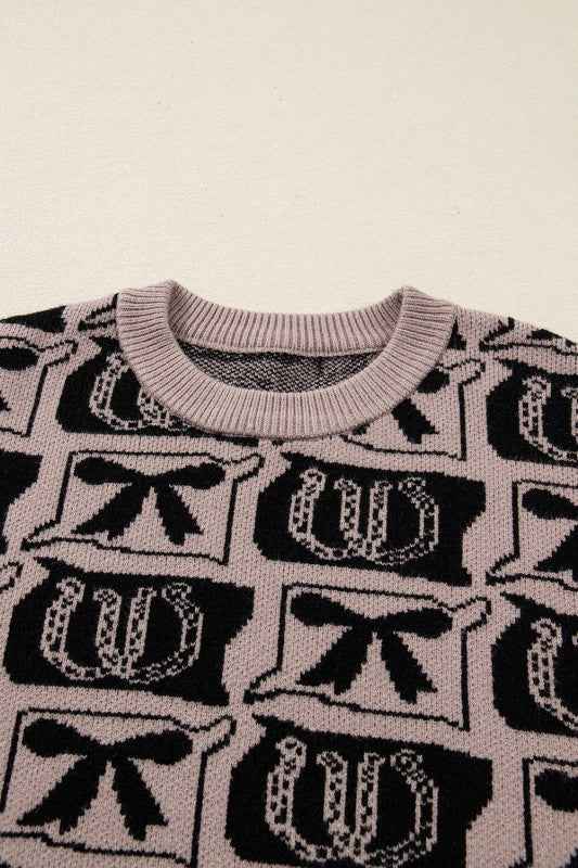 Western Bows & Horseshoes Long Sleeve Sweater 065ff2ea-a255-4444-a74f-aa3901f3c3c2