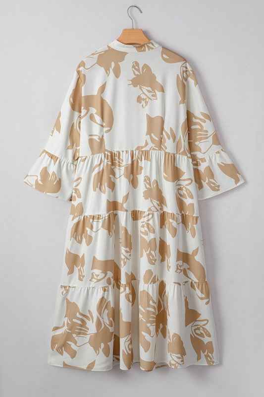 Plus Size Floral 3/4 Ruffle Sleeve Tiered Maxi Dre 06aeac58-a942-440c-beaf-6144241fceae