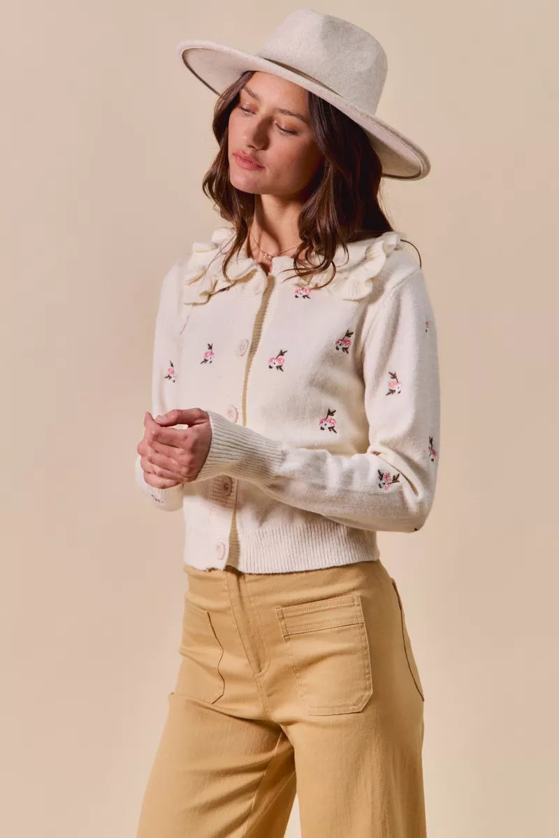 SO ME Collared Floral Embroidered Button Down Sweater Cardigan 06ba75ef04834ea29de86985efbffa17-Max-Origin