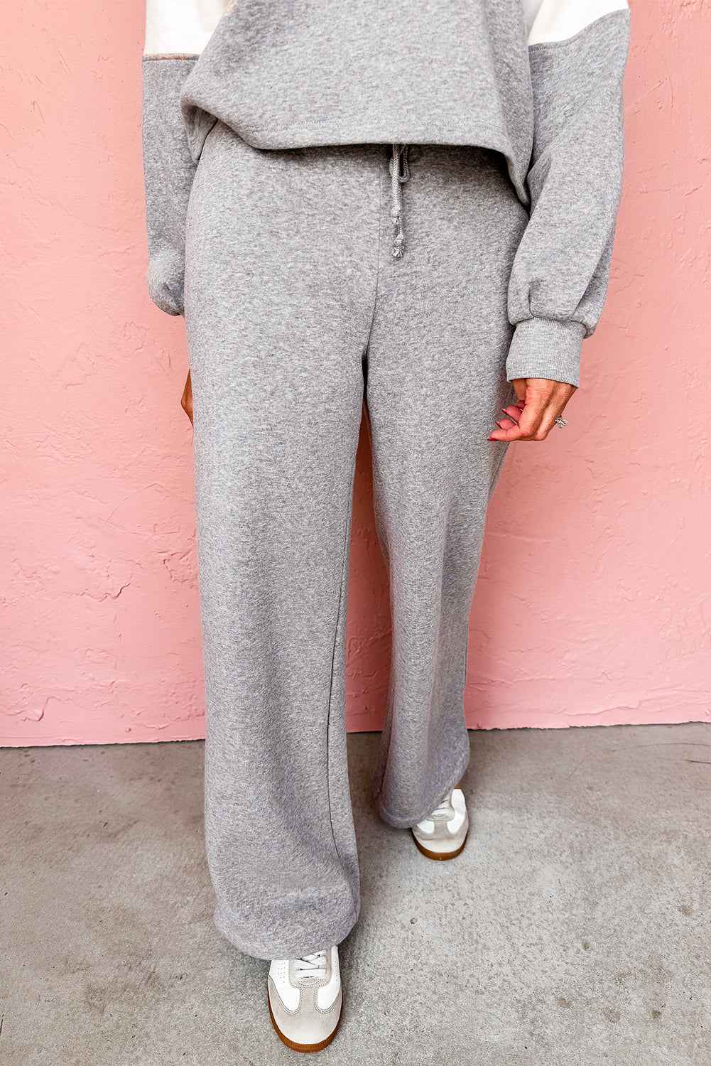 High Rise Colorblock Hoodie Drawstring High Waist Pants Set 06d1d0a114b26f60
