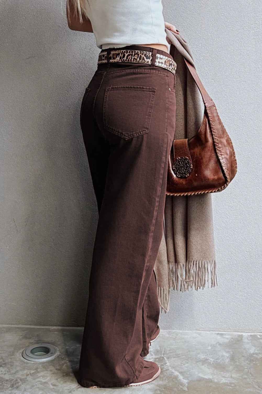 Red Dahlia Solid Color Loose Straight High Waist Jeans 06d9da626caa6ab5