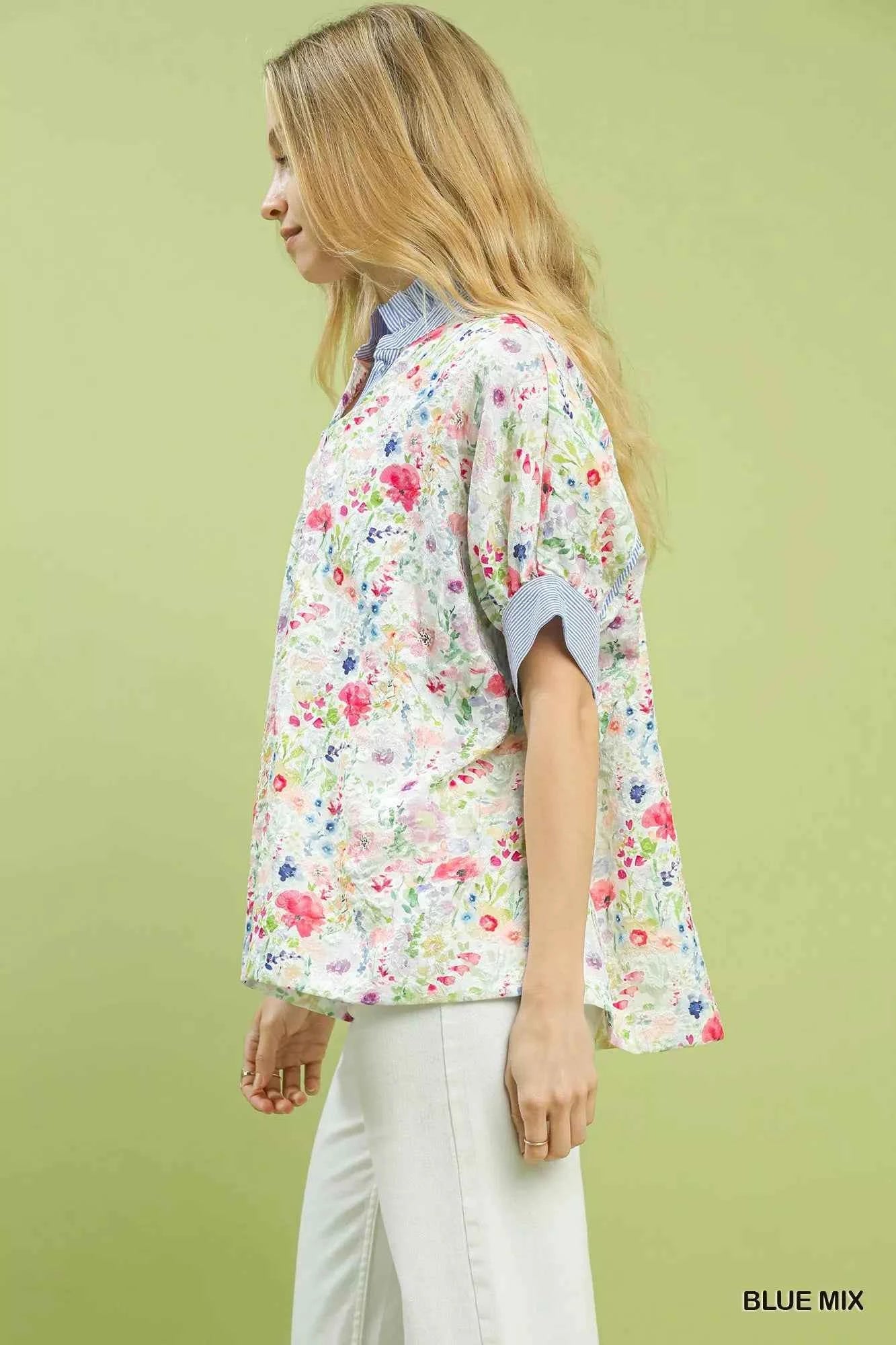 Umgee Jacquard Floral Print Button-Down Shirt 078dbb17-6004-4e1d-a04f-1ec749bf1a7c-Max-Origin