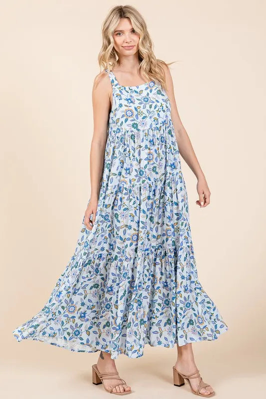 Mittoshop Flower Print Tiered Sleeveless Empire Maxi Dress 07ae71d4-7476-46ef-8c28-a58d056f7658-Max
