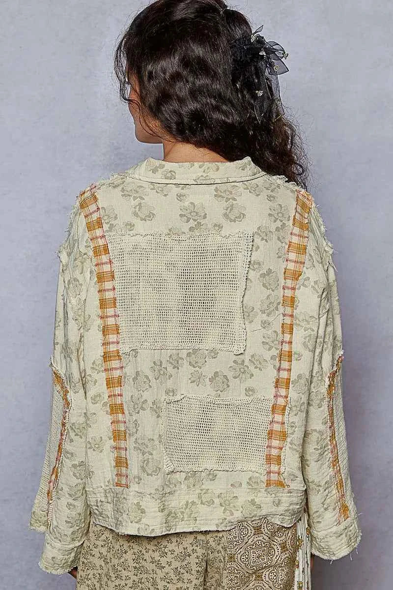 POL Raw Hem Zip Up Floral Jacket with Plaid and Crochet Patch 080fff2c-0206-4486-8a10-f883a8b0337f-Max-Origin