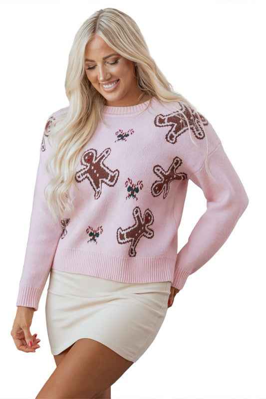 Christmas Ginger Bread Man Round Neck Sweater