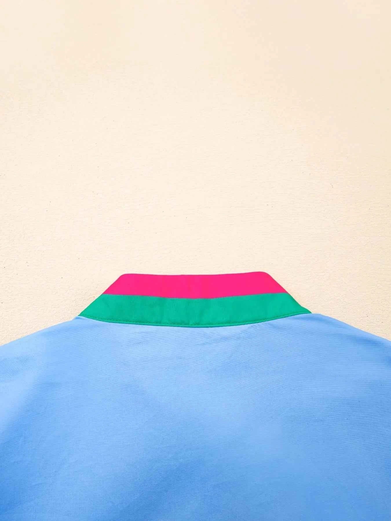 Contrast Trim Notched Short Sleeve Blouse 0922d62cd4614667bff1465547ff9dfd-Max-Origin