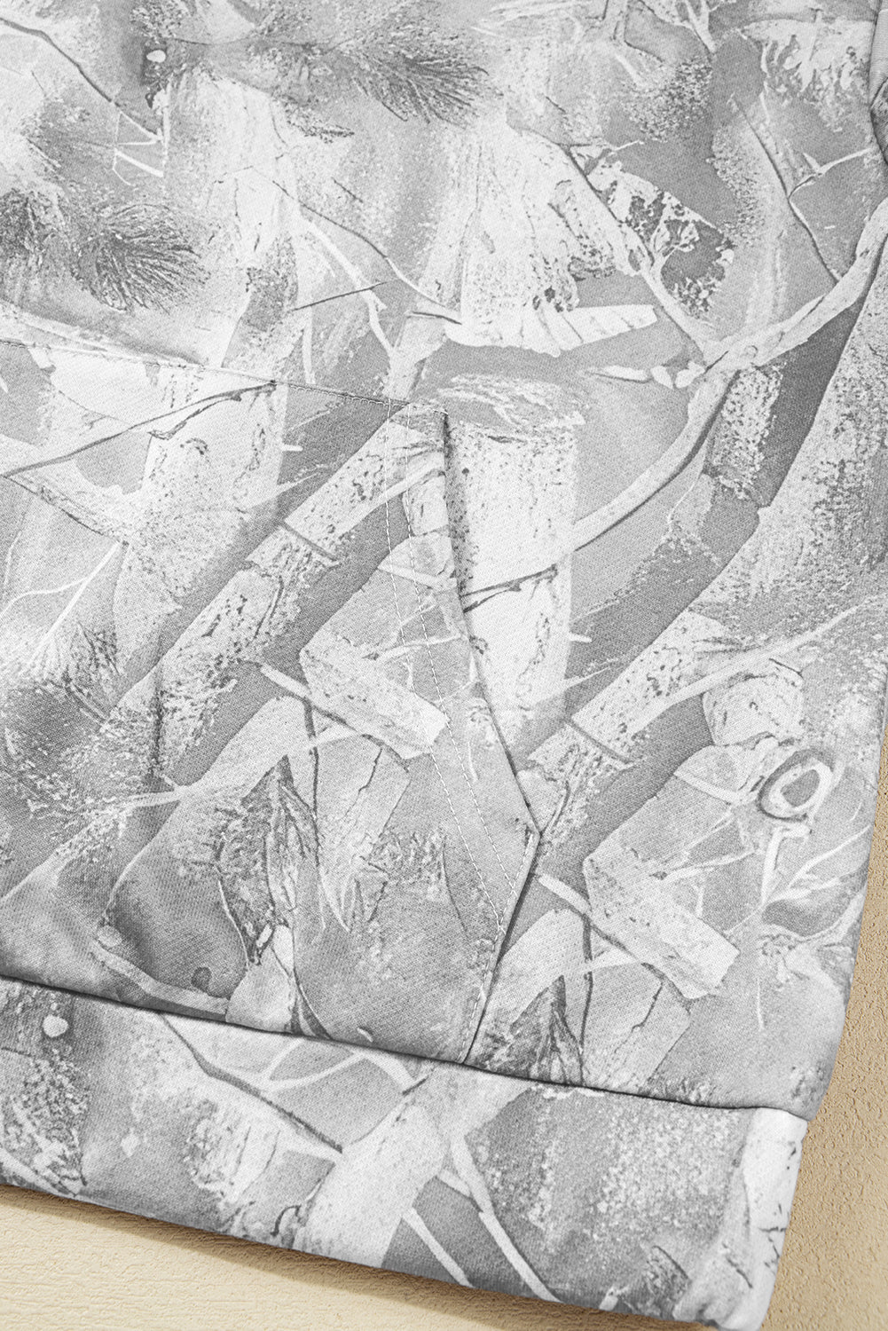 Gray Camouflage Maple Leaf Print Kangaroo Pocket Oversized Hoodie 09480c8be10e5291