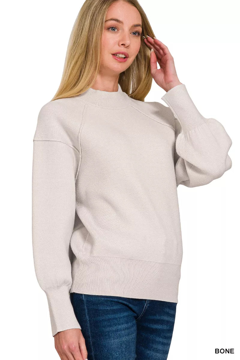 Zenana Viscose Mock Neck Exposed Seam Sweater 0953d1e3-7b1d-47aa-9d4b-8e76c119face-Max-Origin