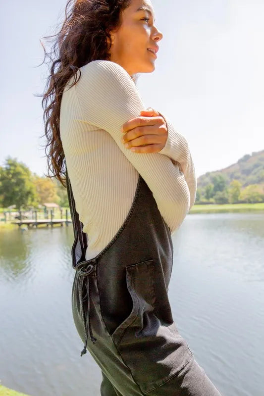 Mono B Drawstring Waist Spaghetti Strap Overalls with Pockets 09948e9c-7985-4540-be9c-168a8019e931-Max