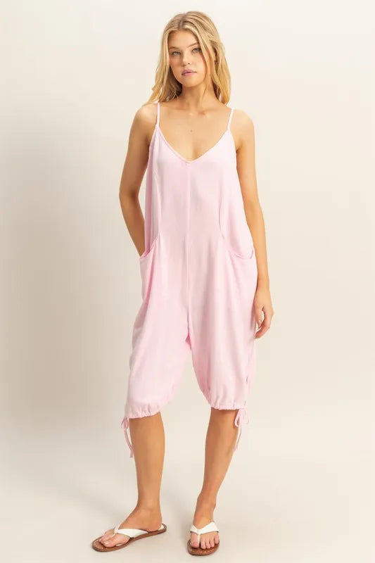 HYFVE V-Neck Pocket Detail Side Tie Hem Romper L.PINK 09c42a093e094c2d889105381649354c-Max-Origin