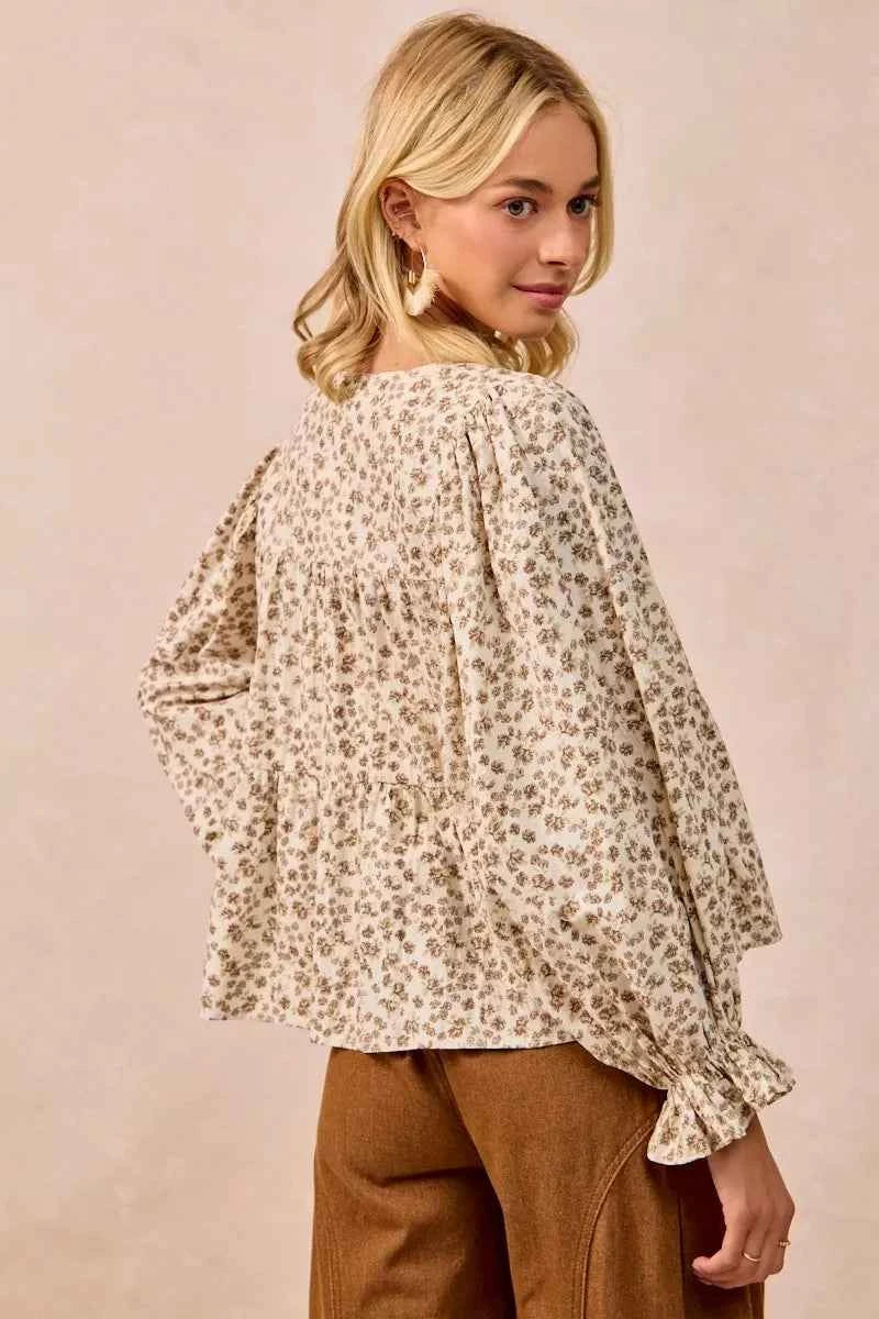 BiBi Floral Printed Peplum Blouse with Shirring and Tied 0a03cb54b7964cb092bb727293eb8eb1-Max-Origin