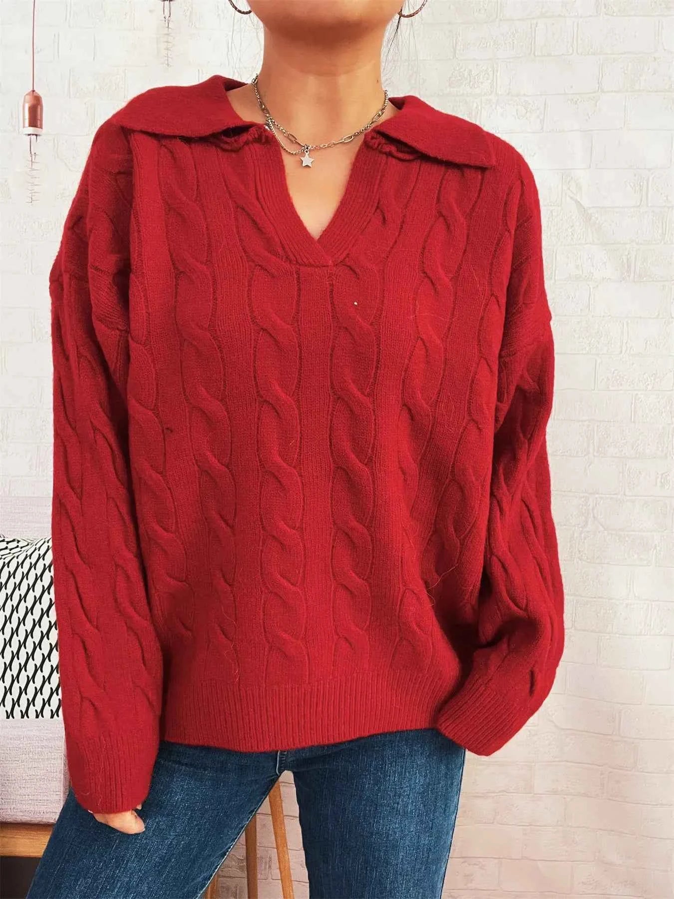 Cable Knit Johnny Collar Sweater 0a9982b6c7de4bcbb483052eb0b98ead-Max-Origin