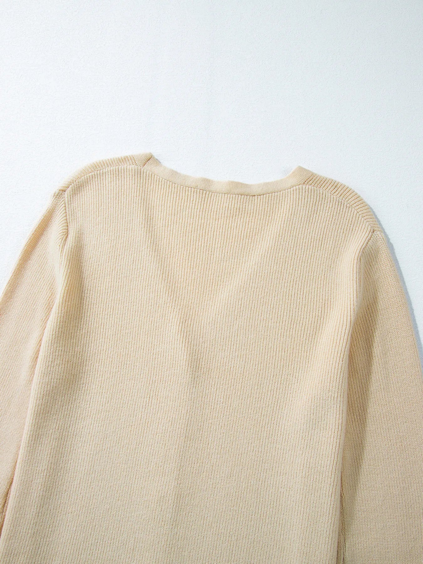 Ribbed Knit Button Front V Neck Cardigan 0aab412dca1244169cd70eb32d2c8d33-Max-Origin