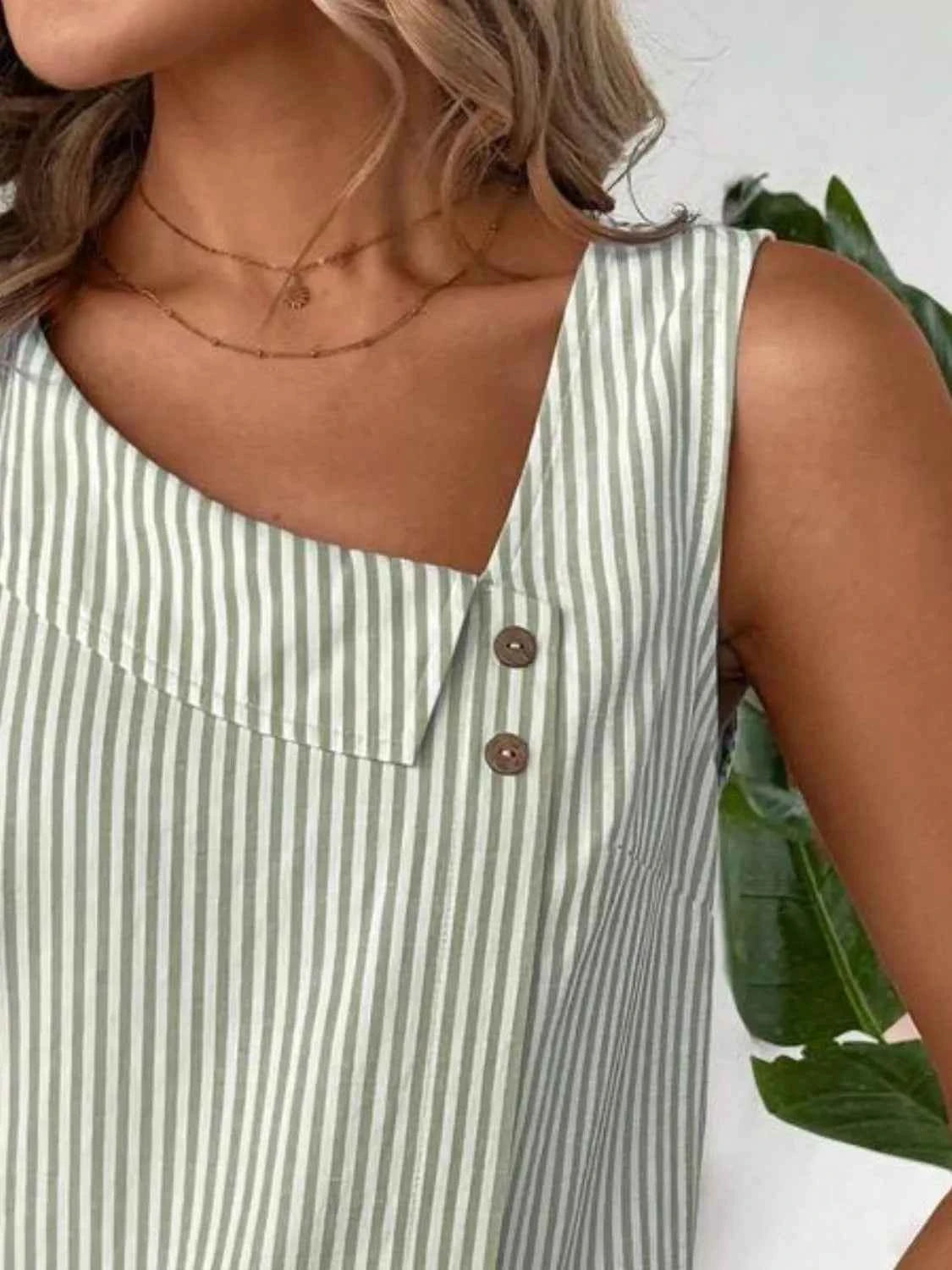 Decorative Button Asymmetrical Striped Tank 0b8af702-4411-4bcb-b0f9-b5101b5596af-Max-Origin