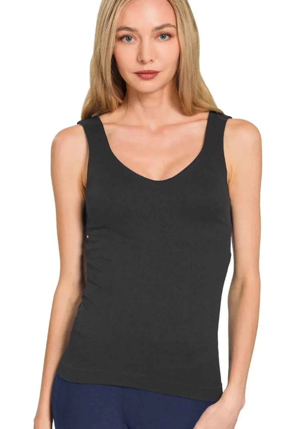 Zenana Seamless Tank Top BLACK 0cb30b56-b98b-4532-8141-fe4b858b8846-Max-Origin