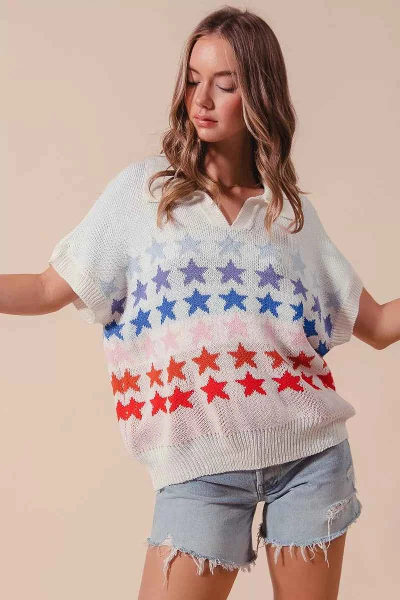 SO ME Fourth Of July Stars Loose Fit Knit Top 0cc018cb90324368aac724dd3de32979-Max-Origin
