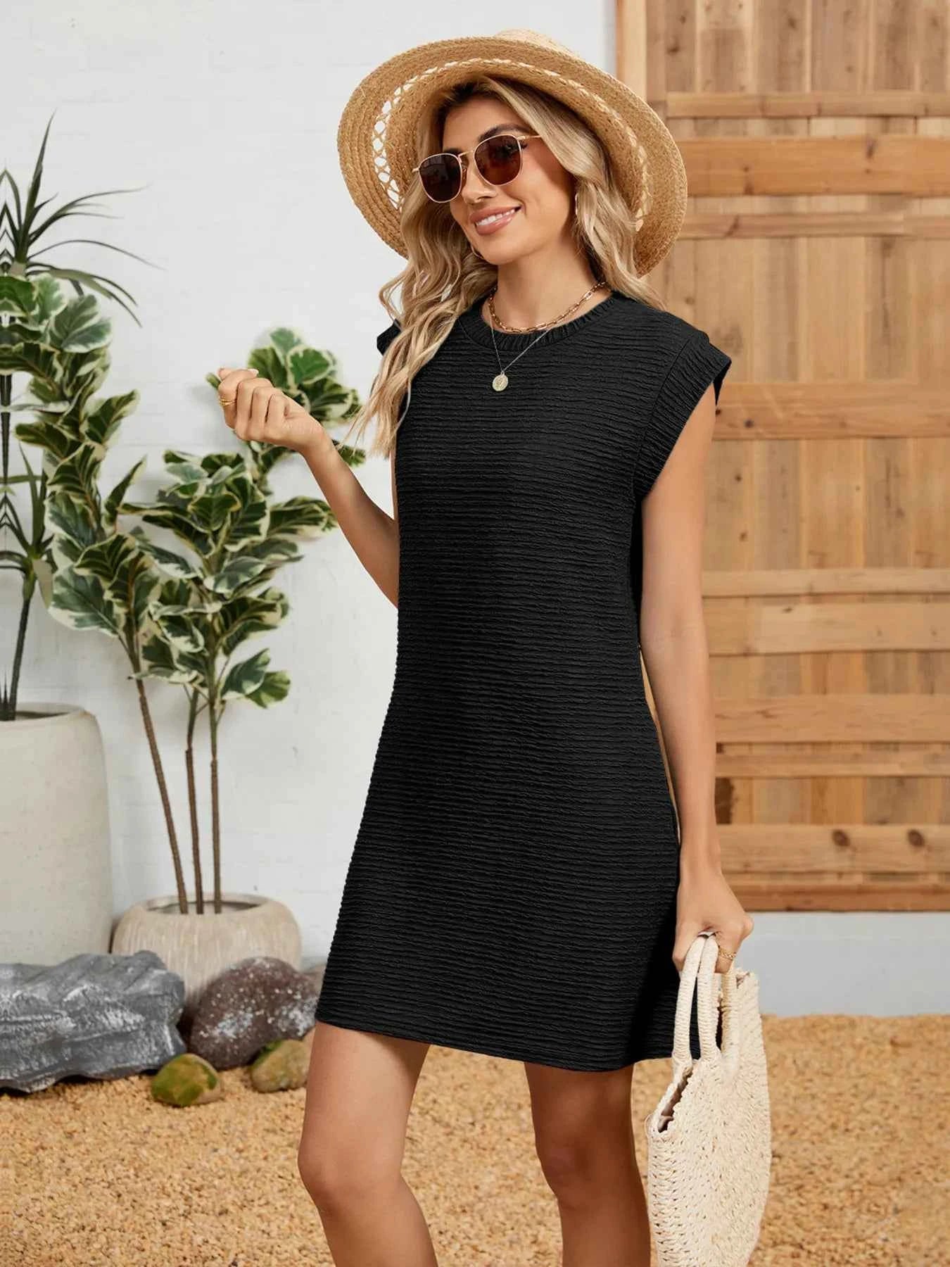 Round Neck Cap Sleeve Mini Dress 0d45aa02360e479f854c5272ededbfcd-Max-Origin