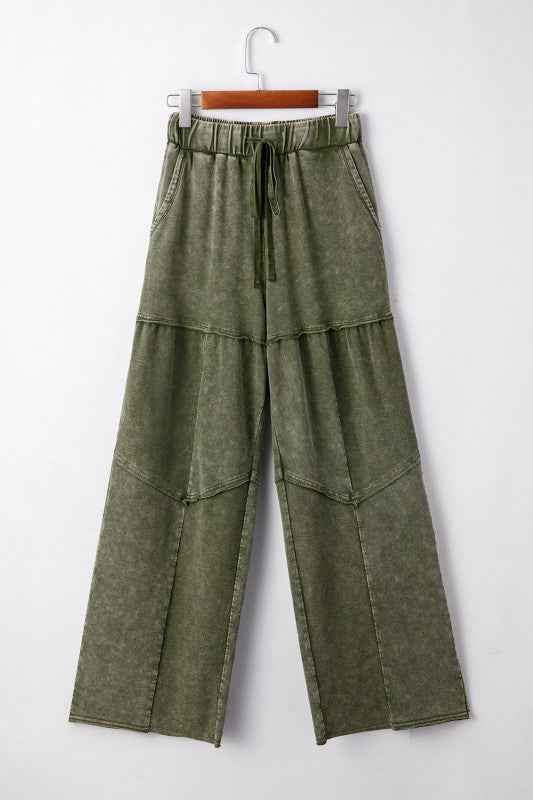 Mineral Wash Patchwork Tiered Wide Leg Pants 0d4797a1-47cc-4544-9ae1-e75a7f2cd379
