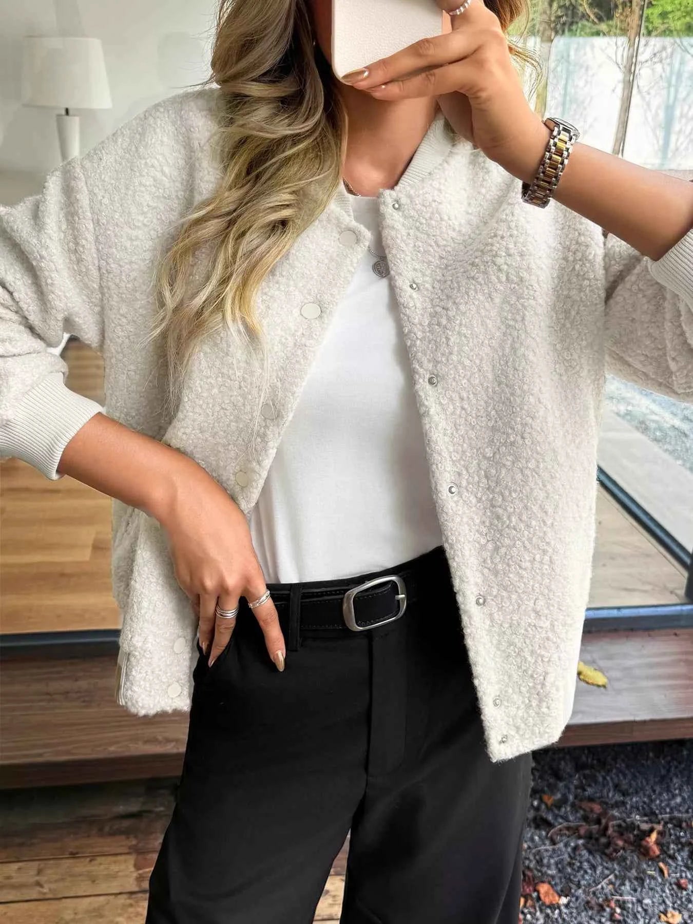 Snap Down Dropped Shoulder Jacket 0e53a89295614c1eb7d0cb13dfceecfe-Max-Origin