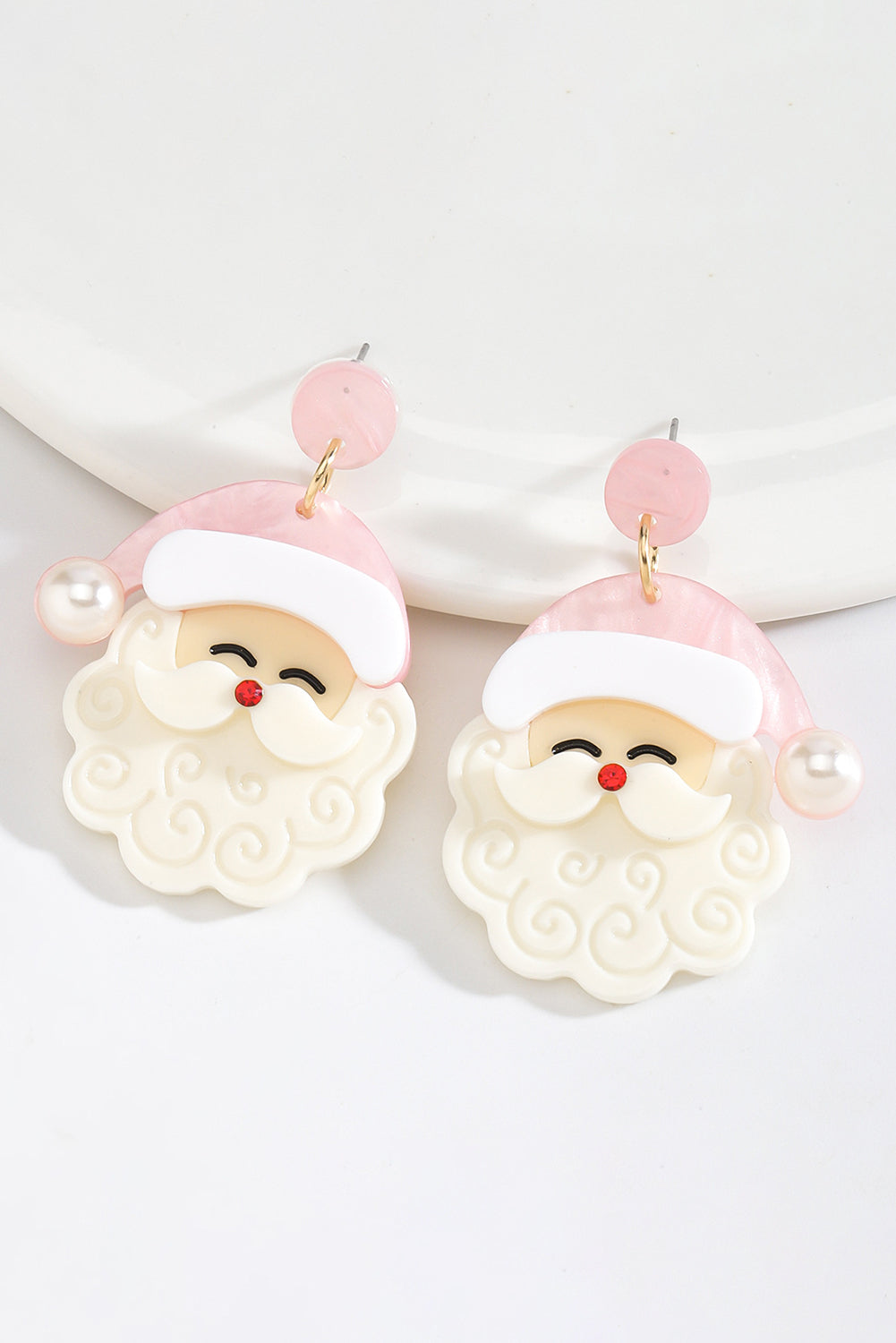 Fiery Red Bright Pearl Decor Cute Santa Christmas Earrings 0e5a31806a5f67d1