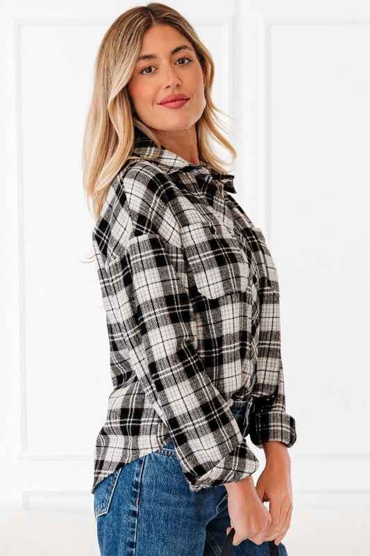 Plaid Chest Pocket Long Sleeve Buttoned Shirt 0ef67358-1298-4fb2-bbd7-39a84460b0b0