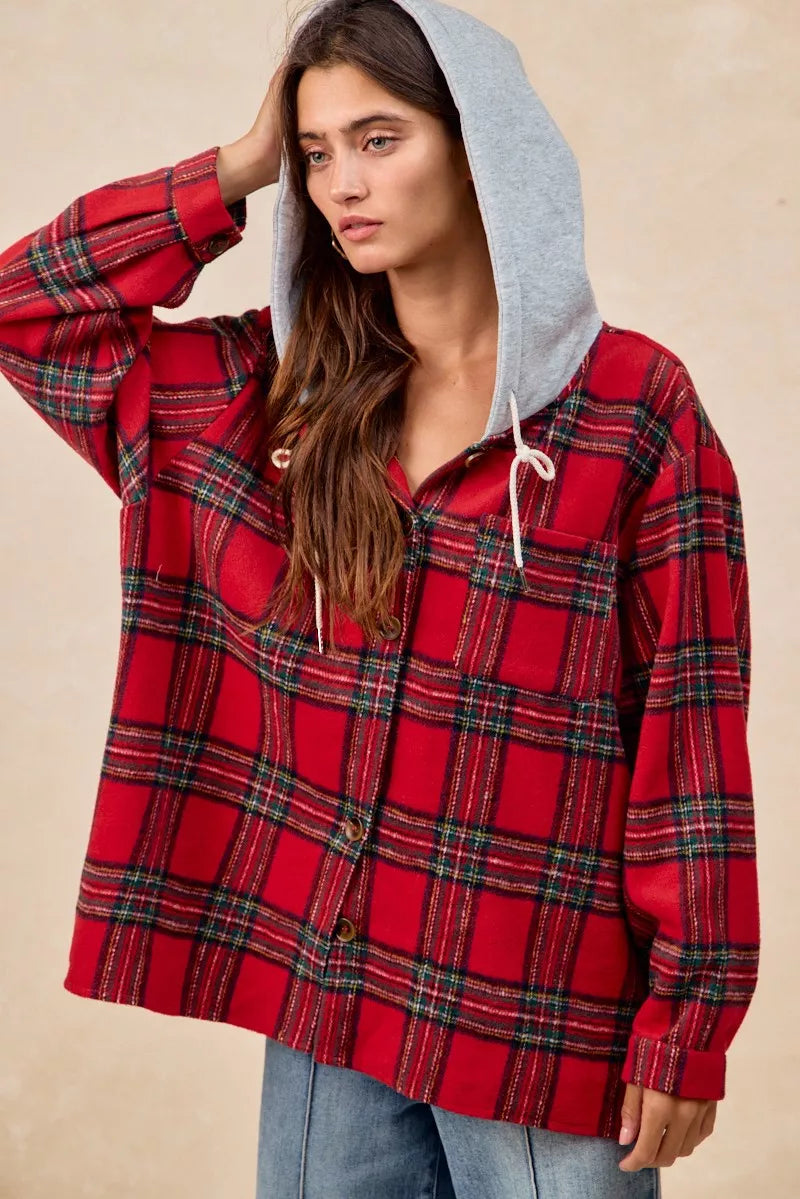 BiBi Brushed Plaid Hooded Jacket 0f42e8a96a484b6d86ca2a6379b71fc1-Max-Origin