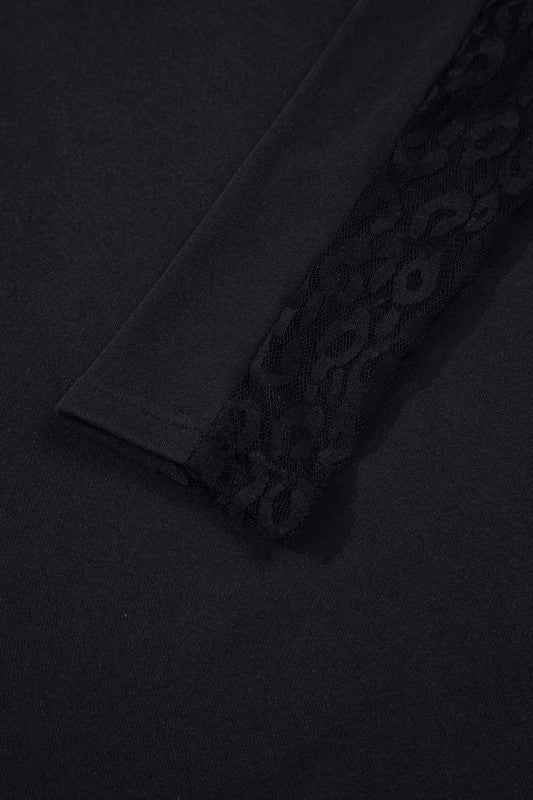 Leopard Mesh Patchwork Long Sleeve Top