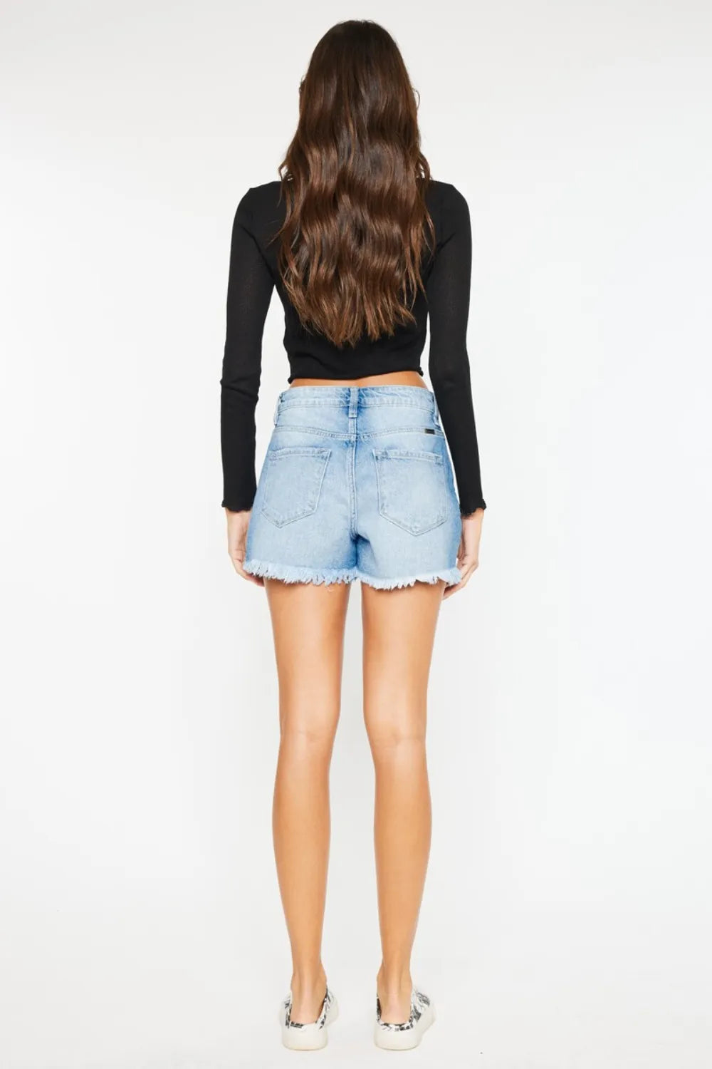 Kancan High Waist Frayed Denim Shorts 0fa73a73-acfe-40ea-aa0b-3c6c1053bfc5-Max