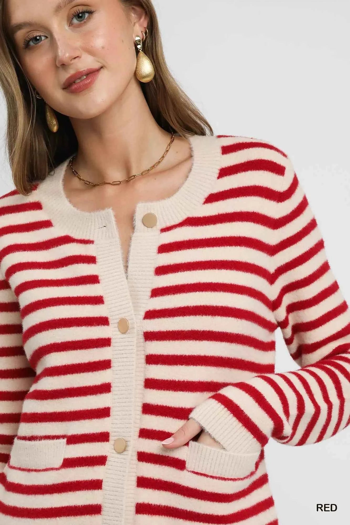 Umgee Striped Knit Button-Up Cardigan 0ffbcfe8-728a-40c1-8711-ef1d7c73882e-Max-Origin