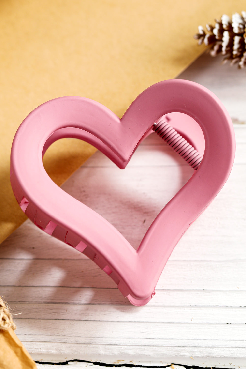 Light Pink Simple Frosted Heart Shaped Hair Claw Clip 119f7c45af2829b8