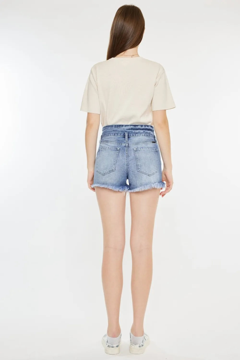 Kancan High Rise Frayed Hem Denim Shorts 11a00eb8-8faa-49fb-9a44-f289b632b4a2-Max