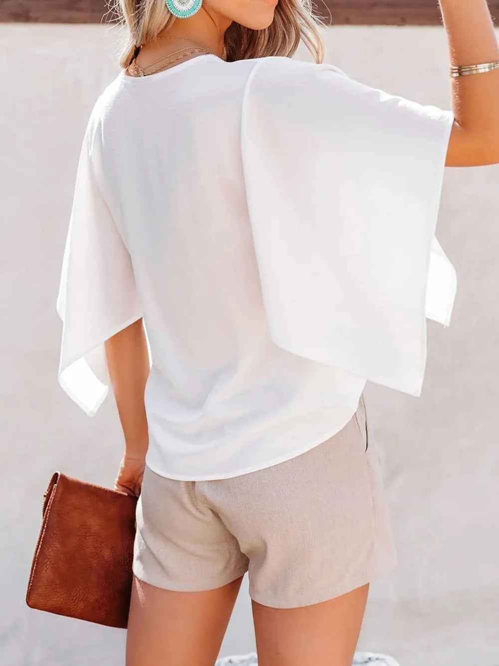 V-Neck Half Sleeve Blouse White 126ea43e-661d-4b72-b8dd-87e2104905fa-Max