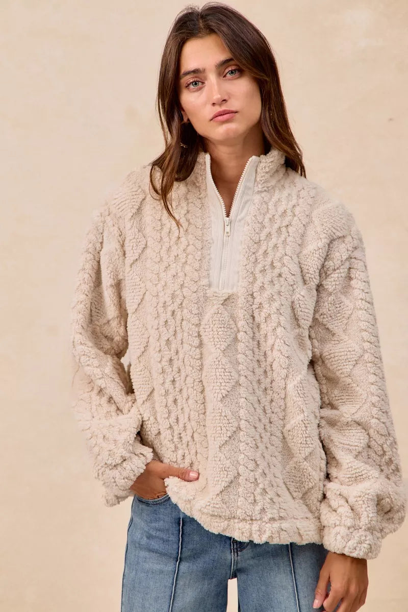 BiBi Patterned Soft Fleece Half Zip Up Top 12f5347d-a568-46c2-bab6-d7dbbb0a3906-Max-Origin