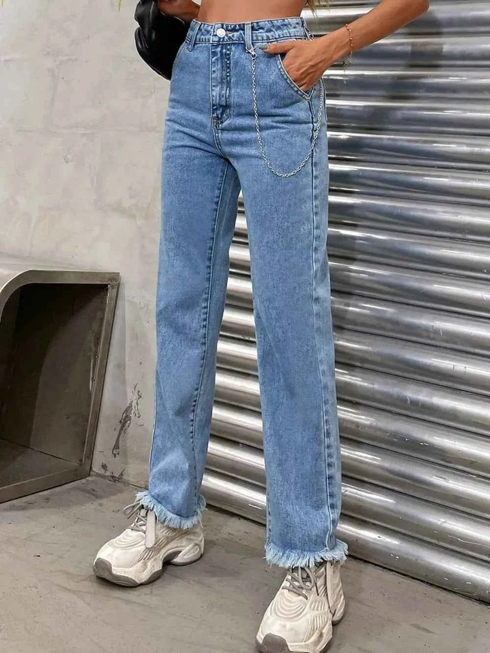 Raw Hem Jeans with Pockets 130d7cdd-79f6-49de-88e6-63825b05df87-Max