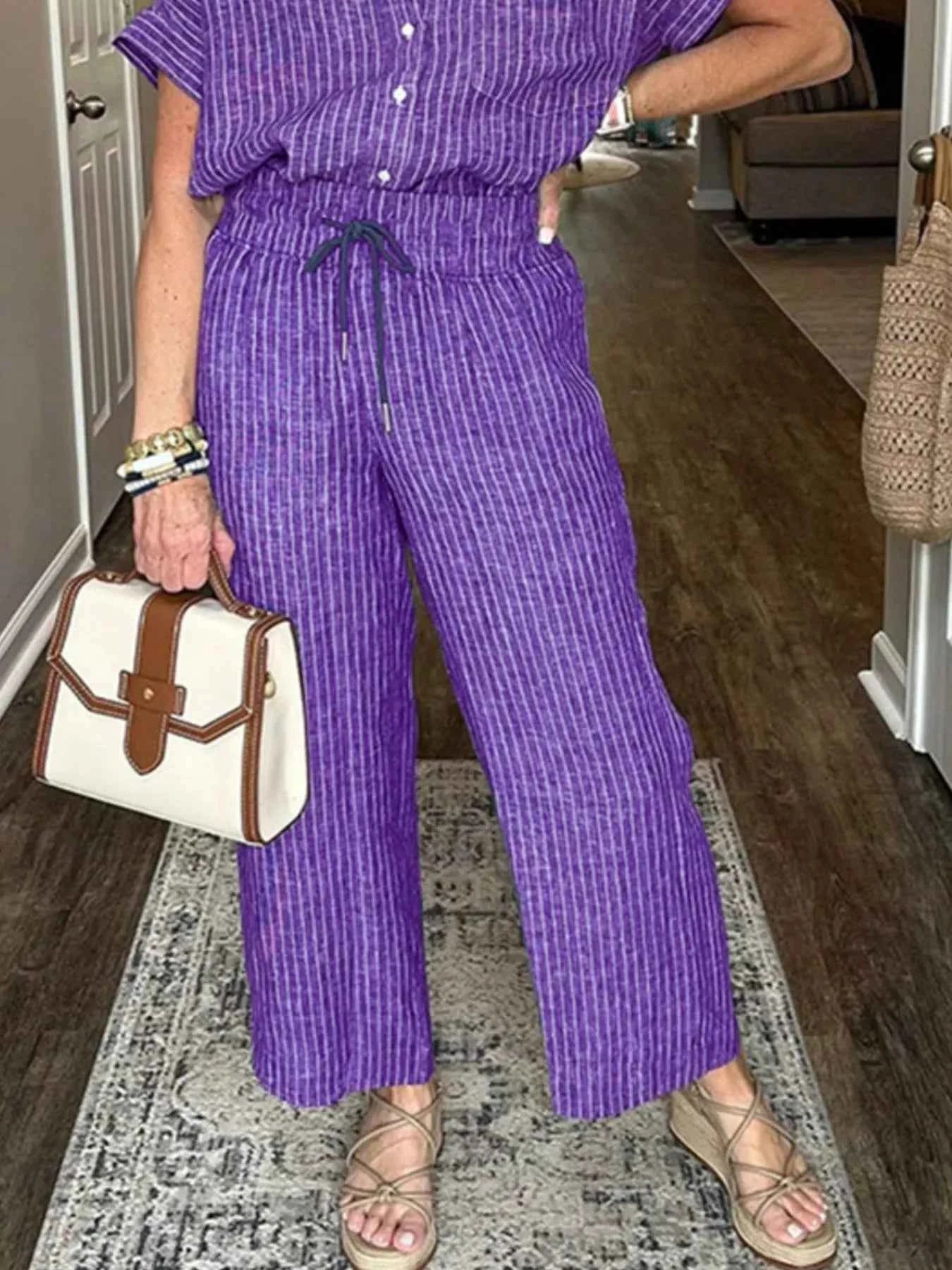 Full Size Striped Button-Up Shirt and Wide Leg Pants Casual Set Plus Size 1372d78a-9893-4b01-baae-363a21a29bfd-Max-Origin